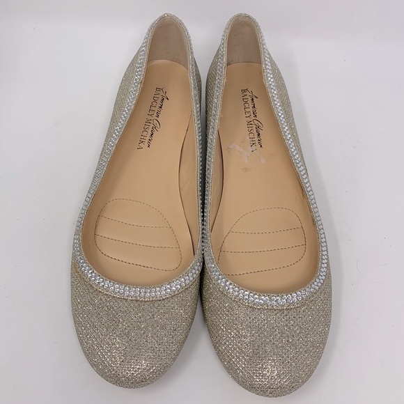 Badgley Mischka American Glamour Women’s Sparkly Gold Rhinestone Slip On Flats - Picture 5 of 14